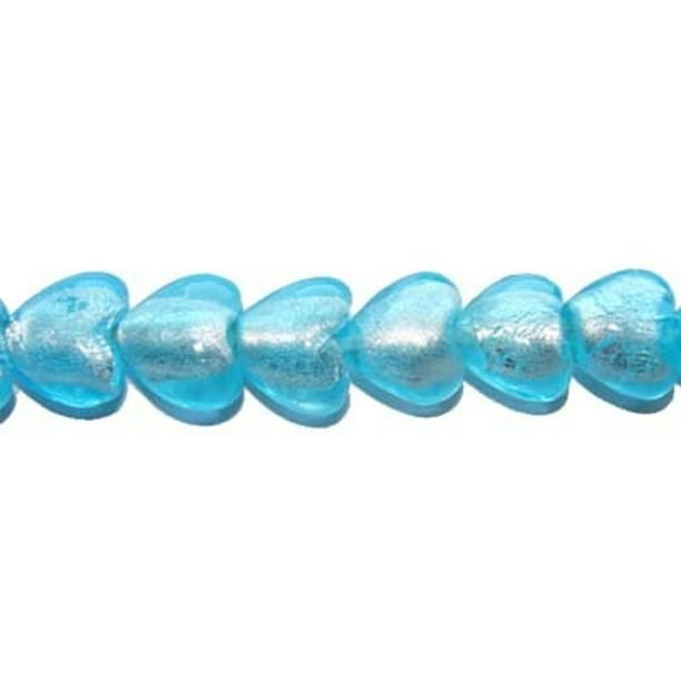 BLUE SILVER FOIL Glass Beads-Variety Mix of 12 Silver Foil over Blue Glass Beads-Variety of Shapes-Heart-Leaves-One of a Kind Focal Bead Mix